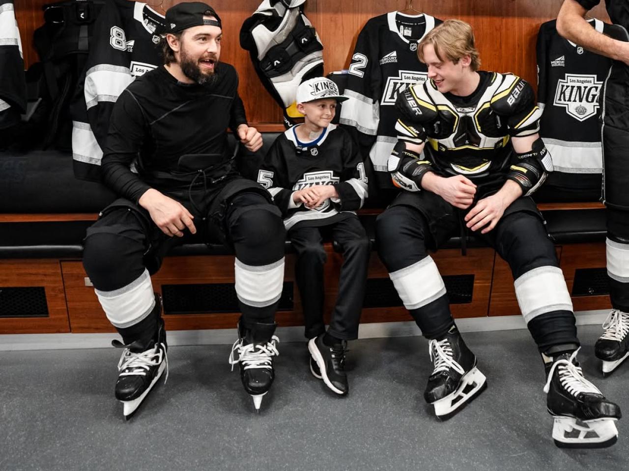 On game day, Joshua geared up to take the ice with the starting lineup.