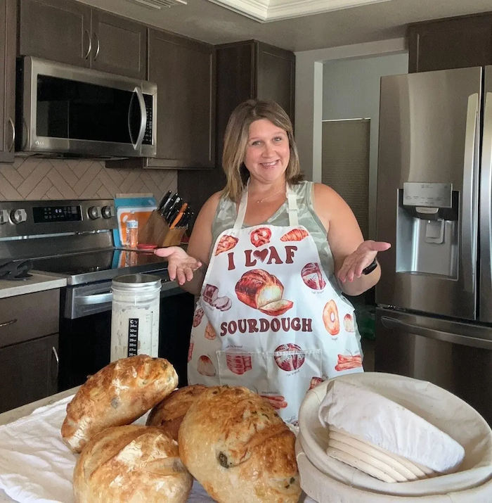 Terah baking sourdough bread.