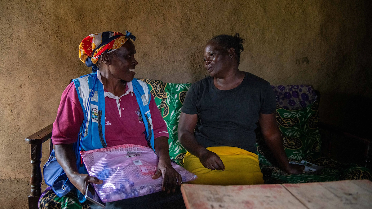 Beatrice Kadesa Kidagi (left) with Joyce Kinyangi, Community Health Promoter (CHP)