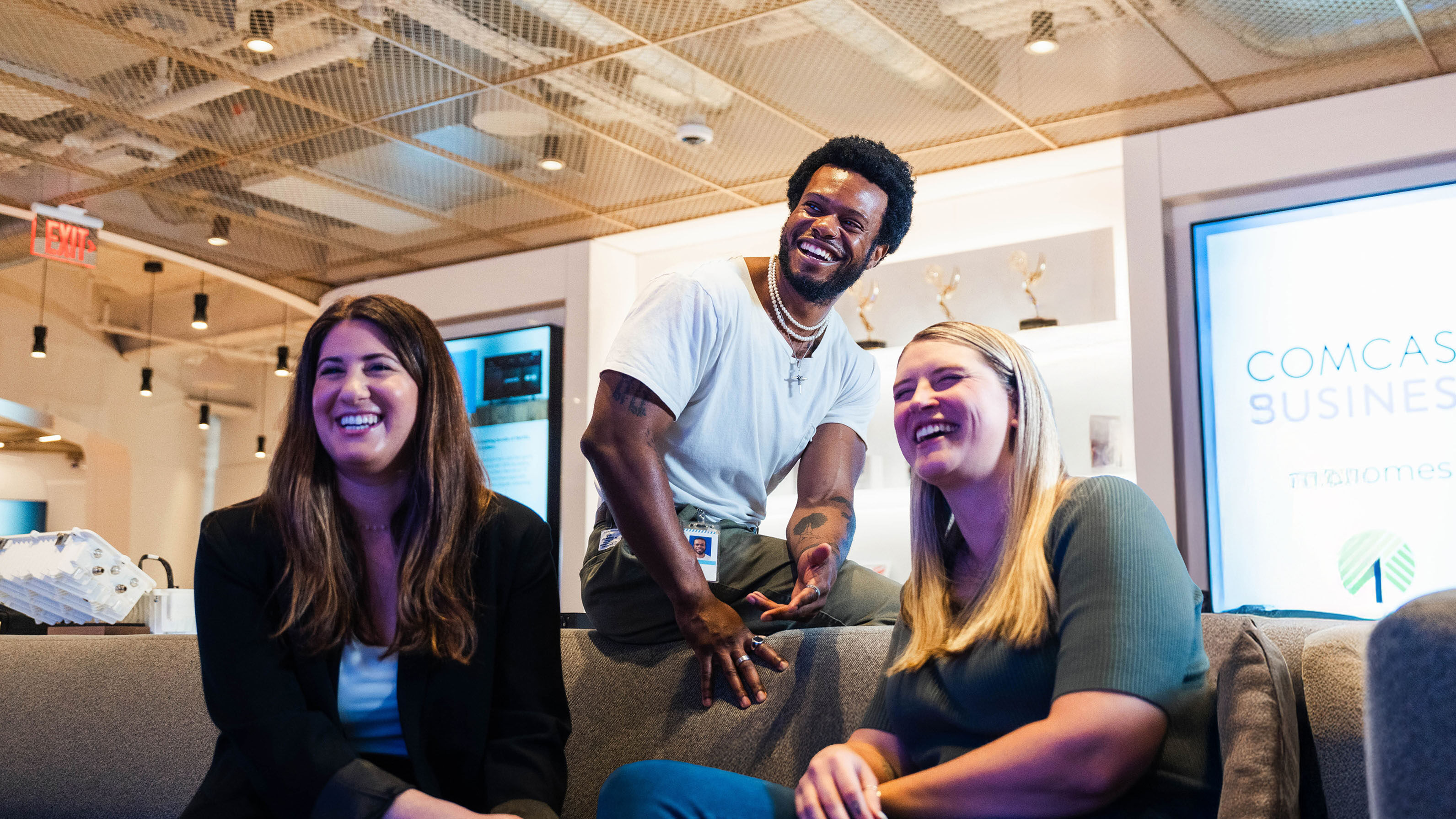 people sitting and smiling together