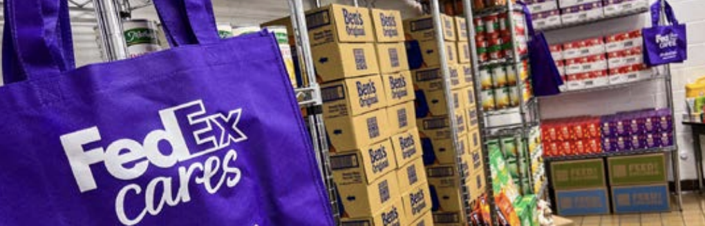 FedEx Cares bag in food pantry