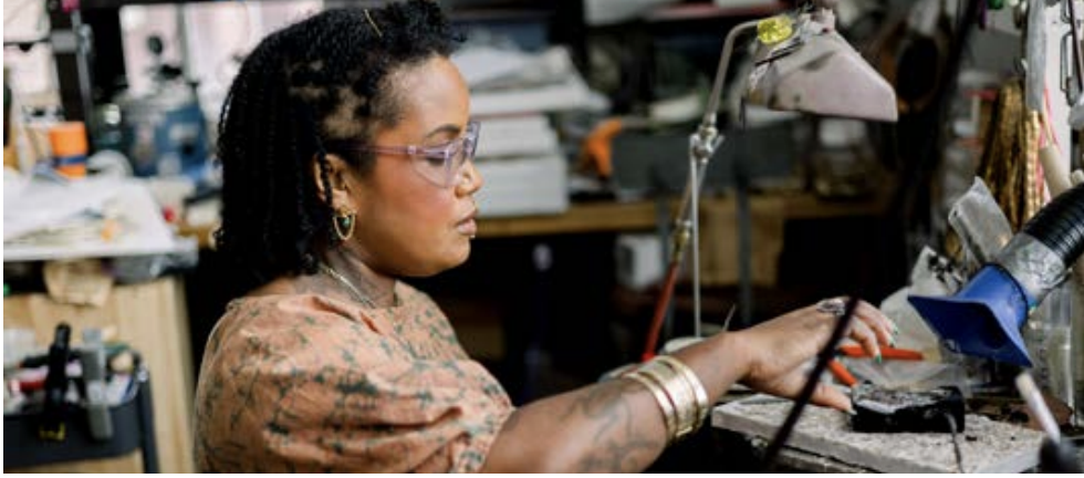 woman working in workshop