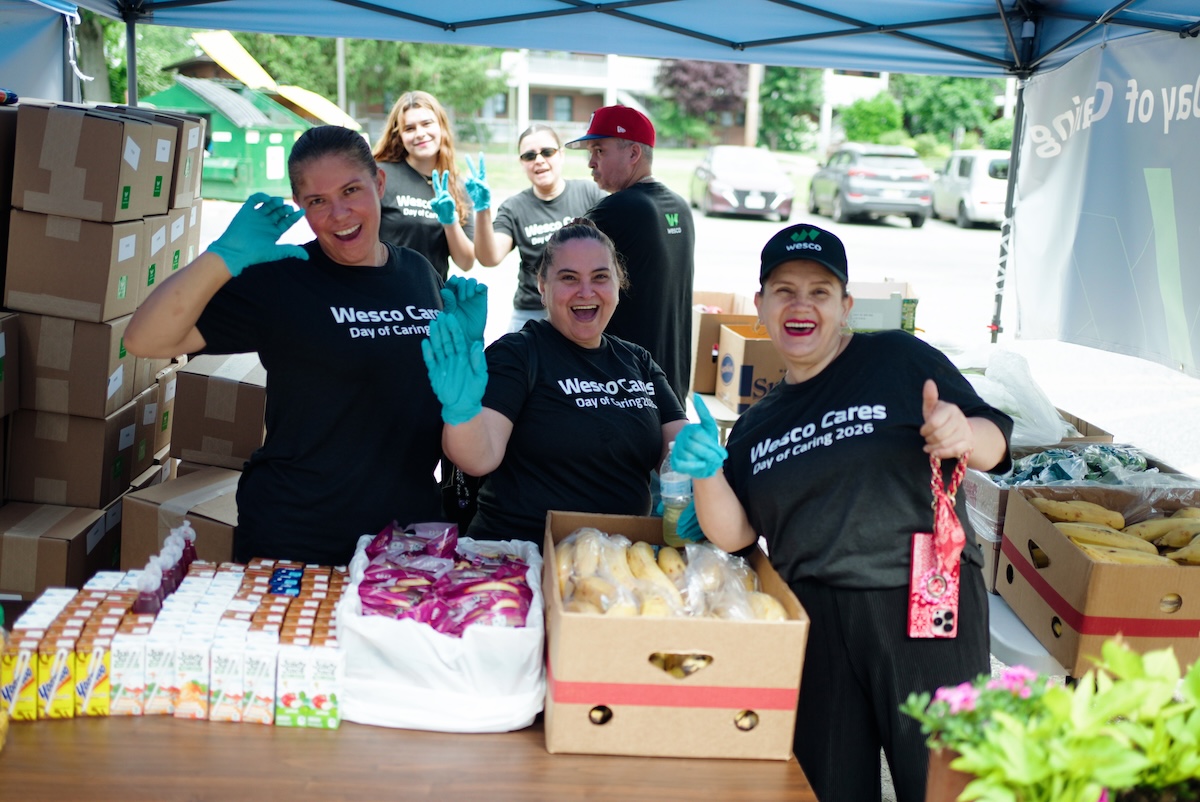 Wesco Team members volunteering for a food drive.