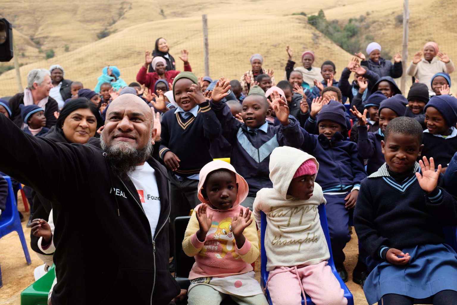Group of children photographed outside