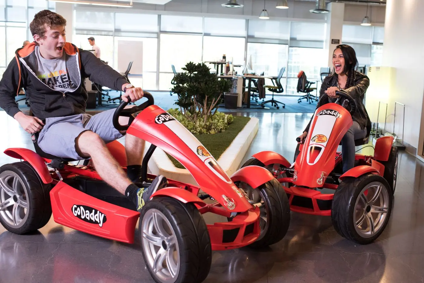 Aly Jasinski in GoDaddy go-kart