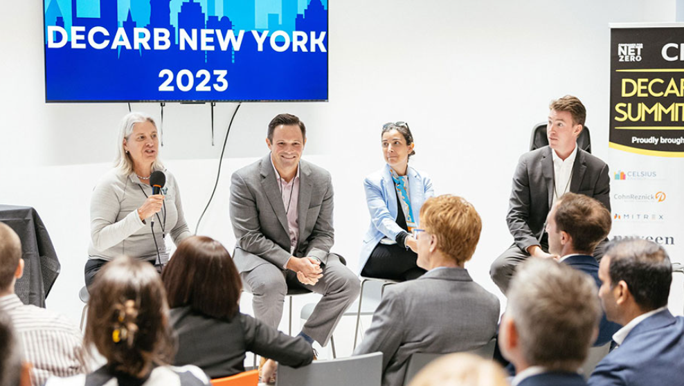 Chris with panelists during a decarbonization summit in NYC