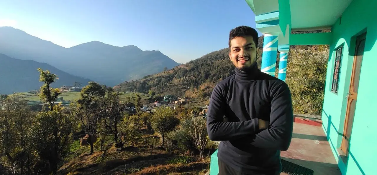 Devavshish at a cabin in the mountains.