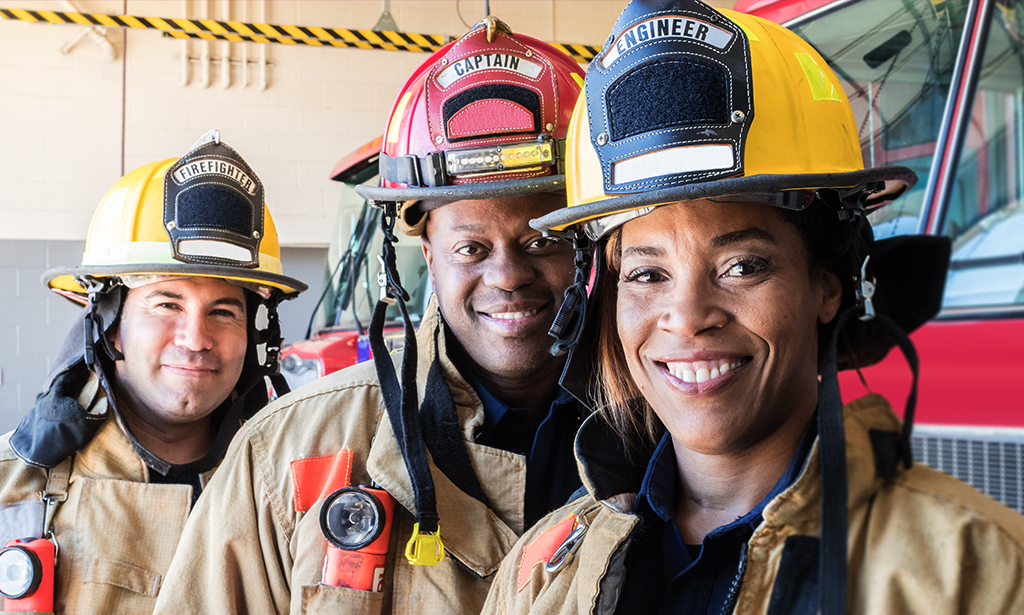 three fire fighters