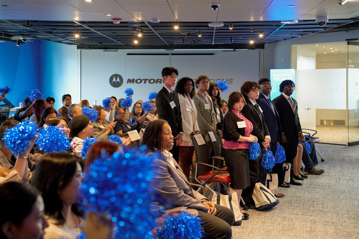 people standing up at group event