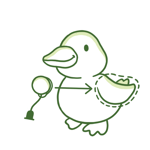 illustration of duck and IV placement