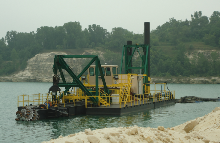 Equipment in the water at Covia's Portage plant