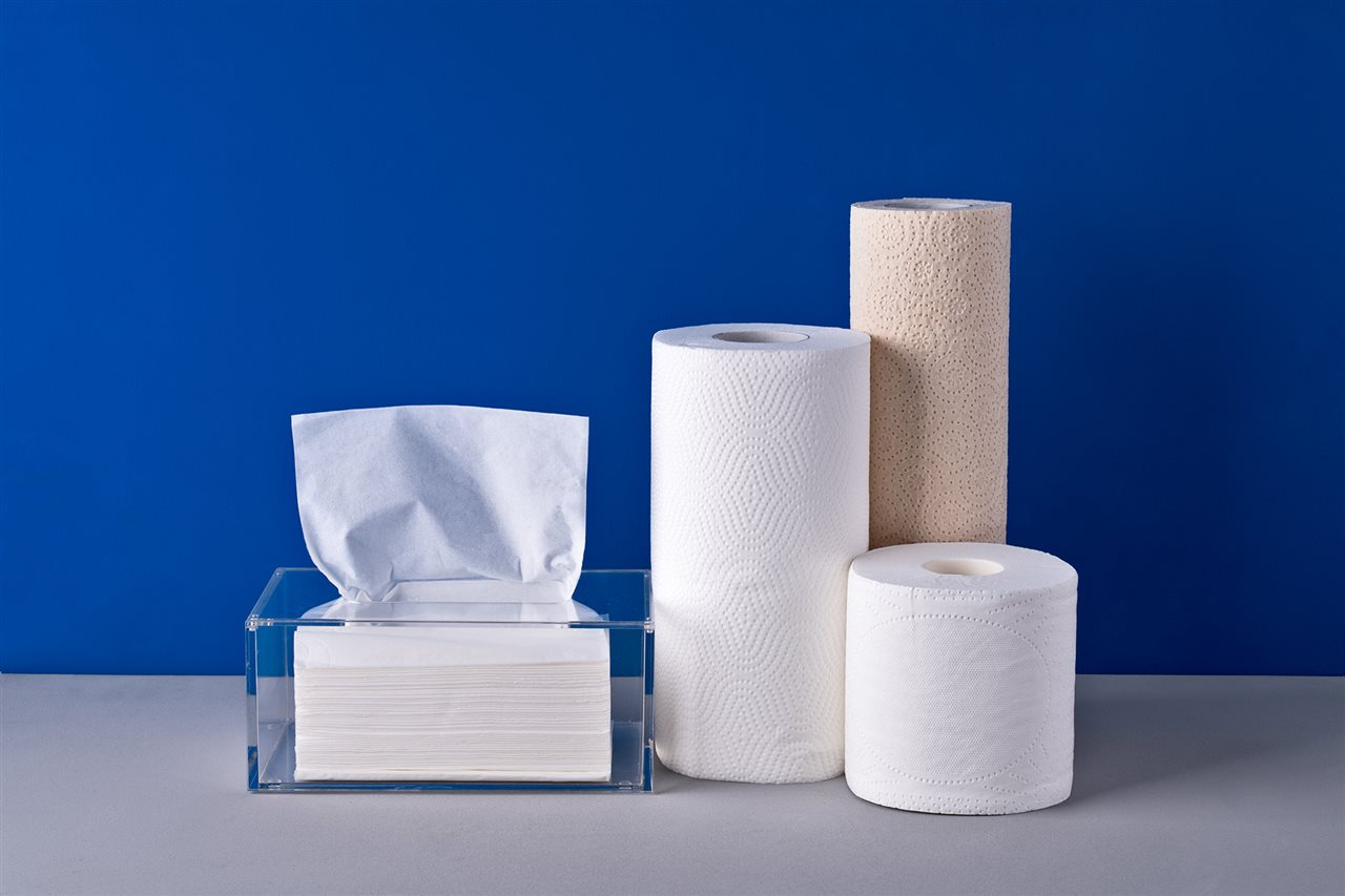 Tissues, paper towels, and toilet paper
