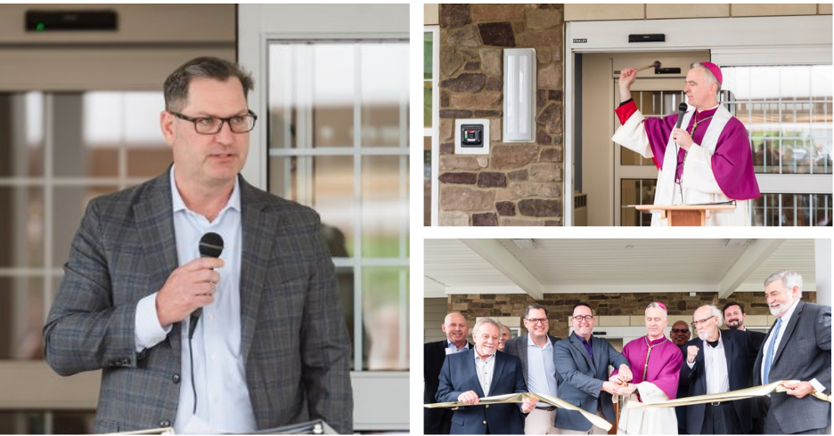 collage of photos of speakers at the opening of Mews at St. Mary&nbsp;in Williamstown, NJ,