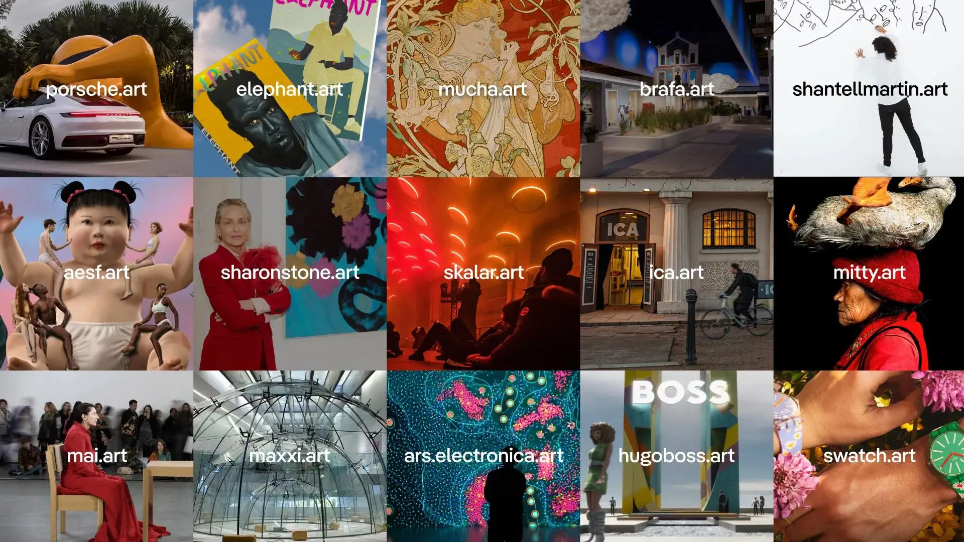 collage of examples of .art websites