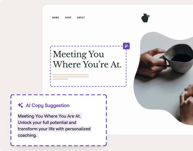 Meeting you where you're at. (with "AI copy suggestion")