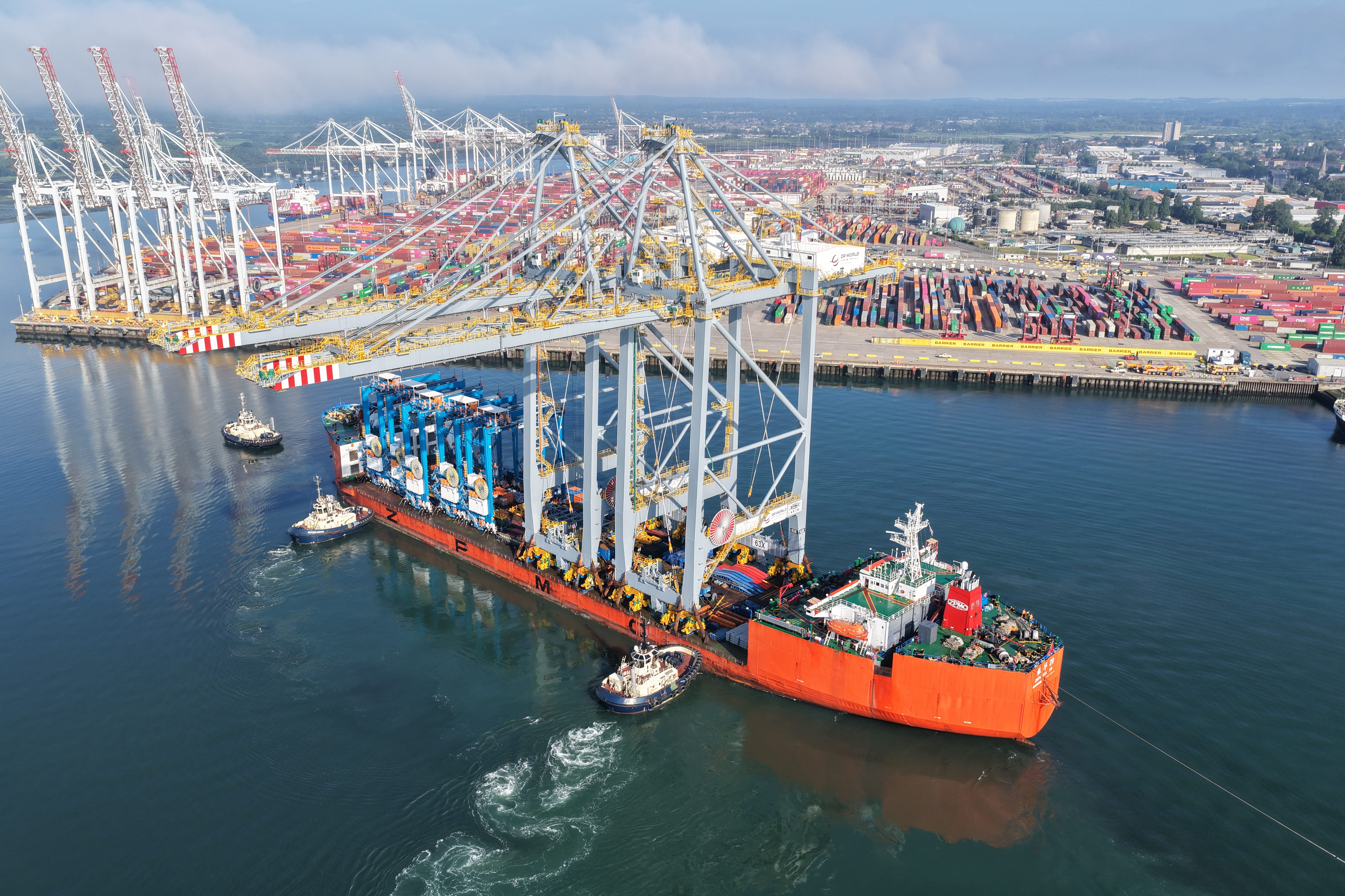 The quay cranes arrived fully constructed by sea and are expected to be offloaded directly onto DP World’s Southampton container terminal quayside this week.