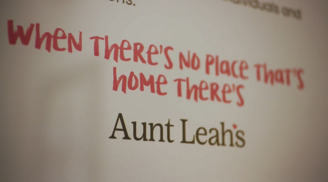 Aunt Leah's sign and logo 