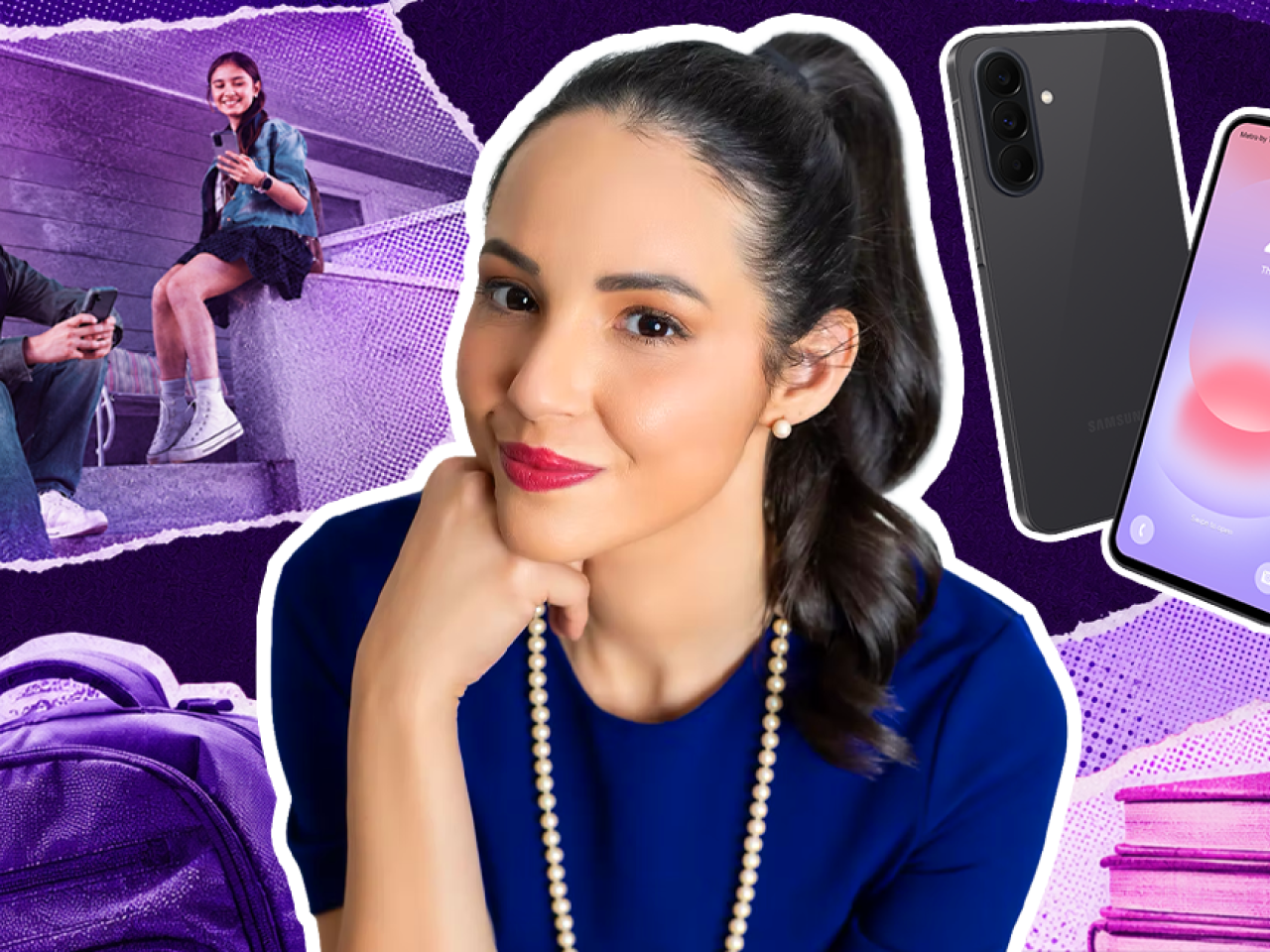Collage of photos of students and phones