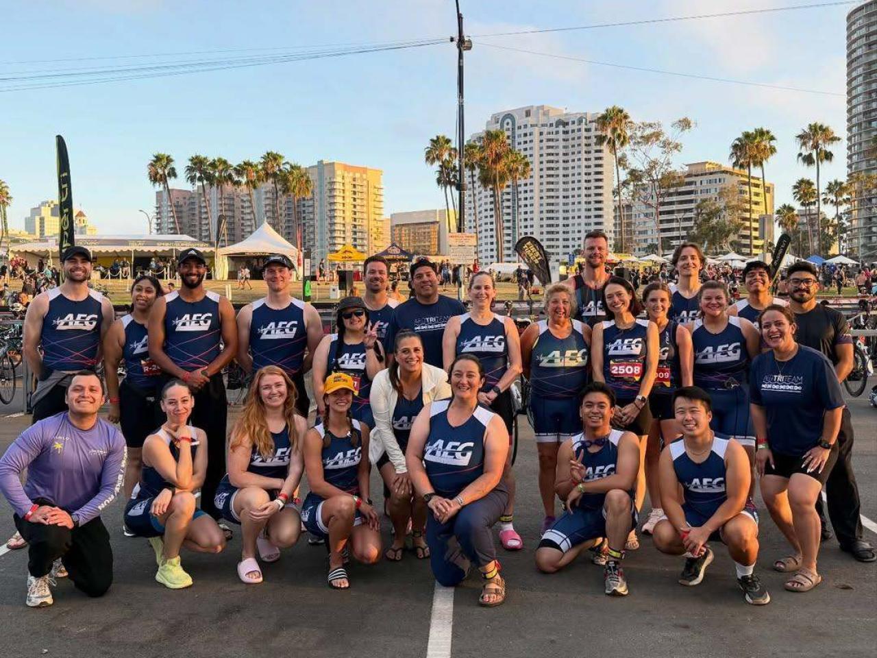 AEG Tri Team Group Photo at the 2026 Long Beach Legacy Triathlon 