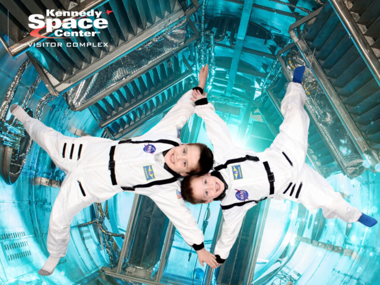 Daniel Teague and brother, Austin, get a taste of astronaut life during their trip to NASA’s Kennedy Space Center Visitor Complex.