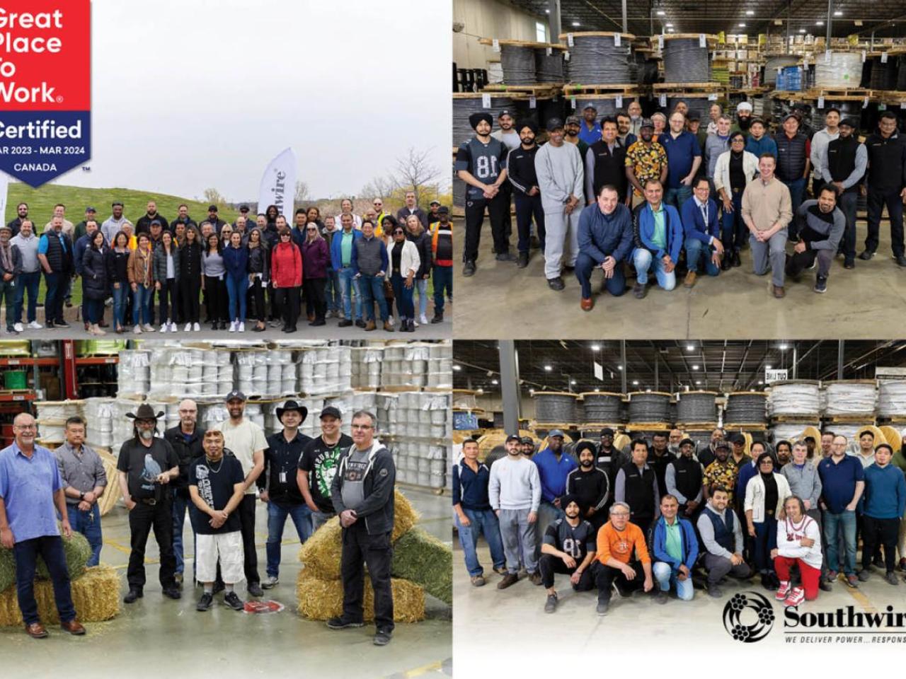 Collage of four photos of different groups of co-workers.