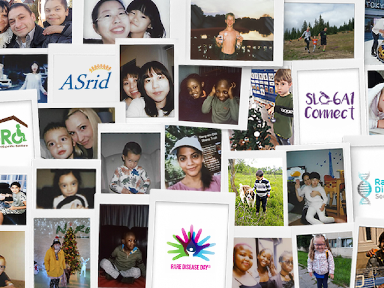Photo montage of Rare Disease organizations including: ASrid, NoRo, SLC6A1, and Rare Disease South Africa.