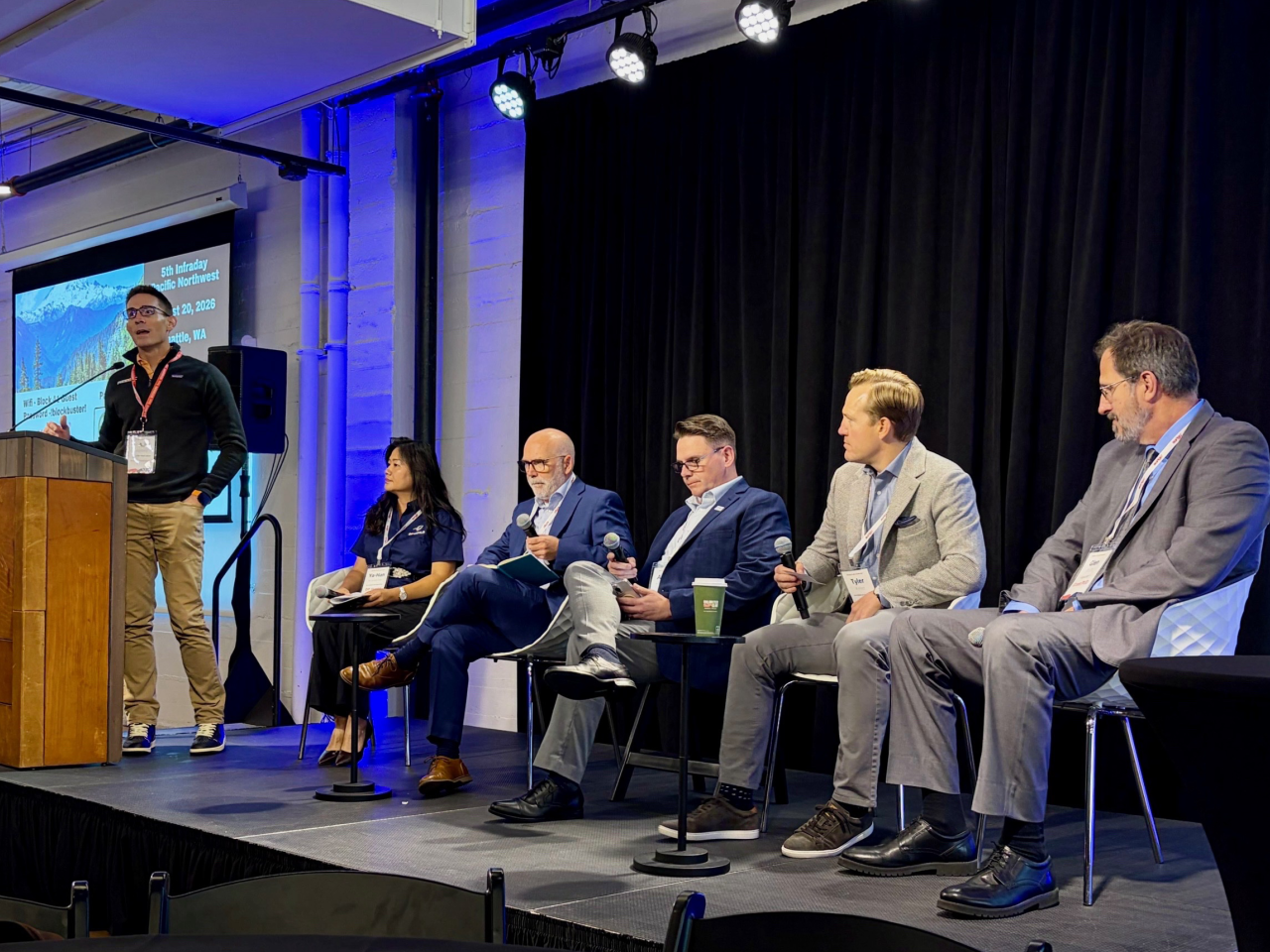 DP World’s Ya-Han Brownlee-Chen (far left) joined infrastructure leaders at Infraday Pacific Northwest in Seattle to discuss the power, supply chain, and execution challenges shaping the next generation of AI infrastructure. 