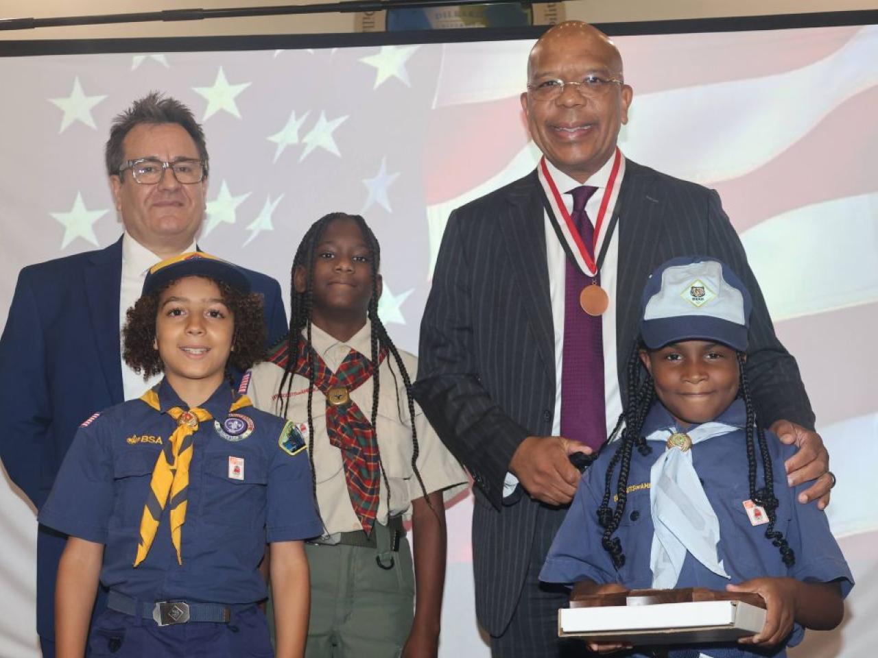 John Hudson receiving his award 
