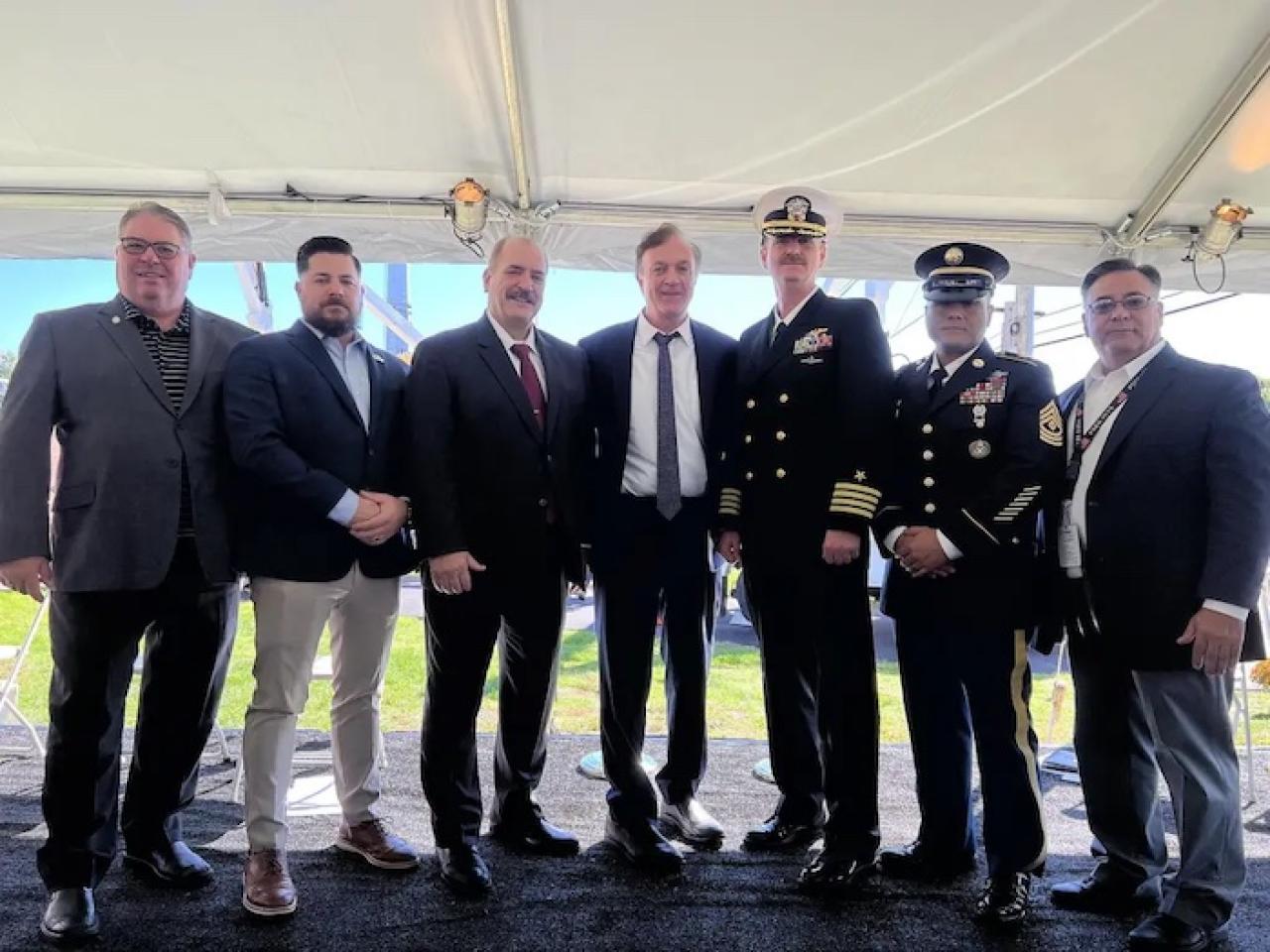 Speakers (l-r): Tom Kelly, USN, IBEW National Chairman, Mike Butler, Jack Bridges, Karl Wintermeyer, Alex Arroyo and Tim Gonzales