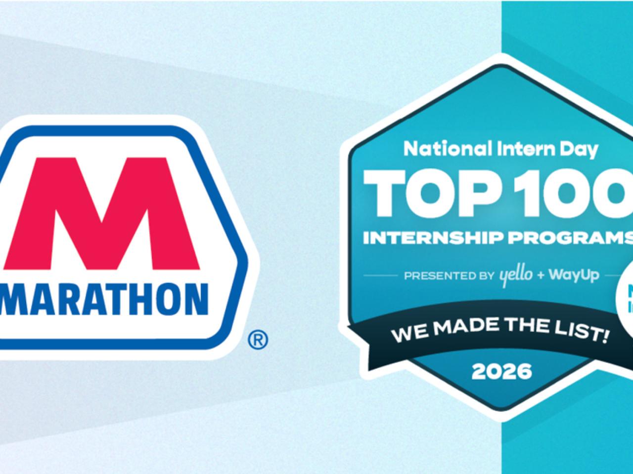 Marathon Petroleum logo with Nation Intern Day Top 100 logo