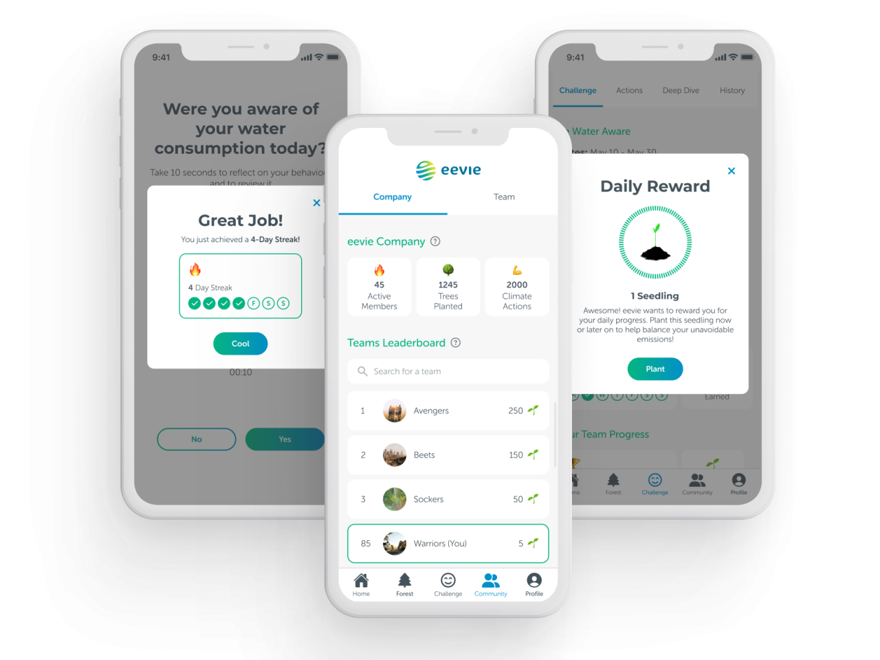 eevie app engagement screens