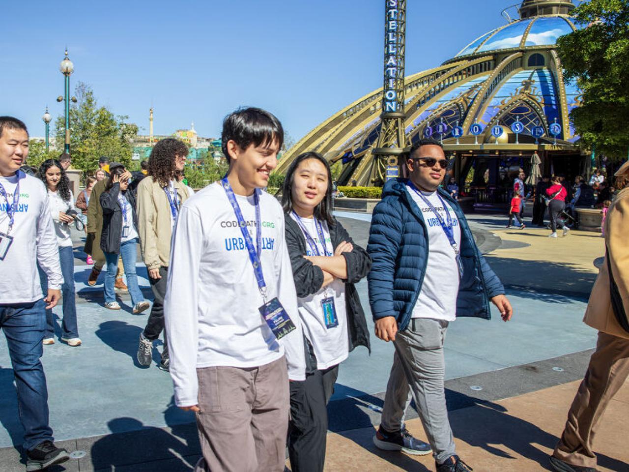 students walking together