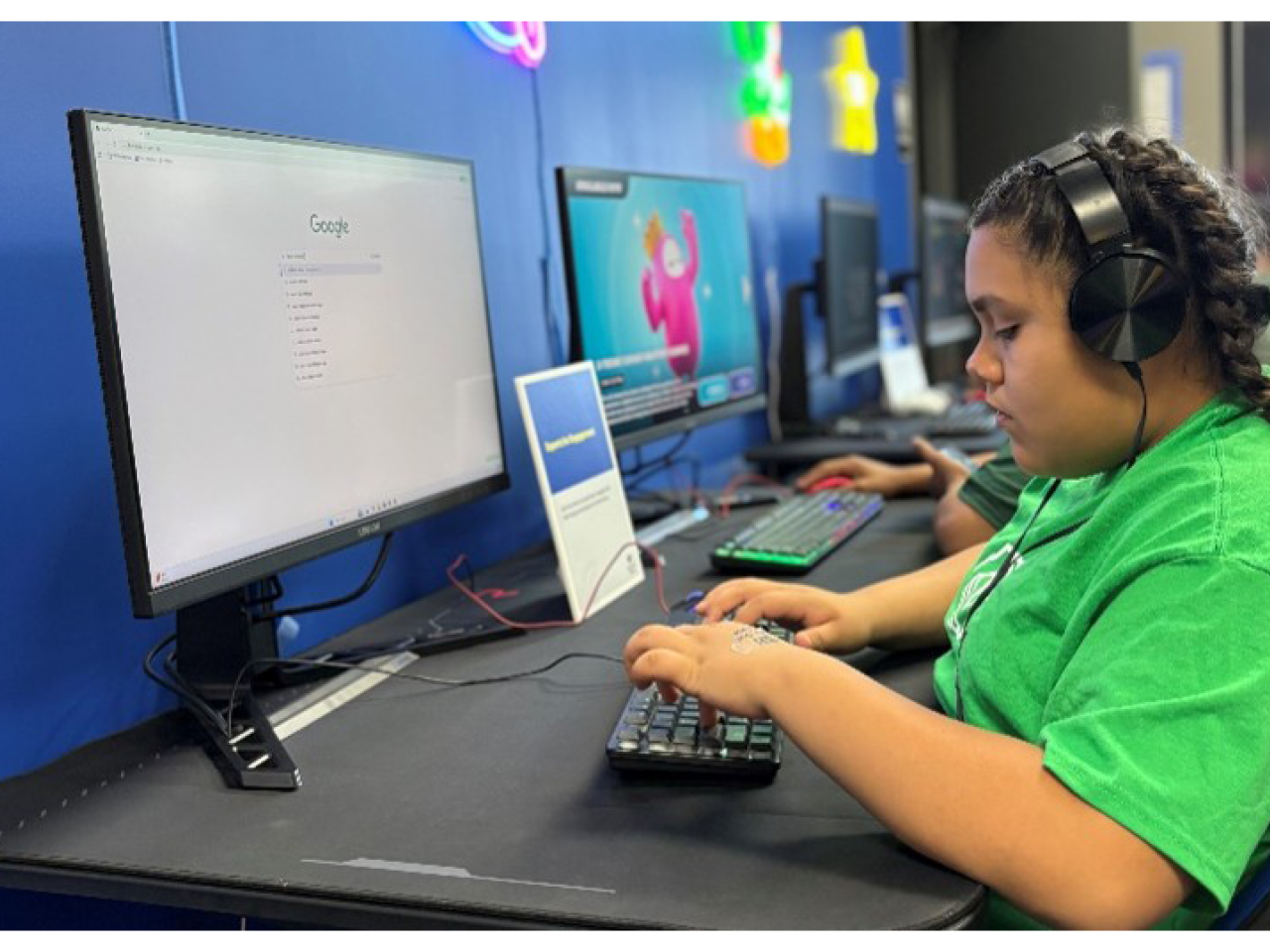 A student working at a computer
