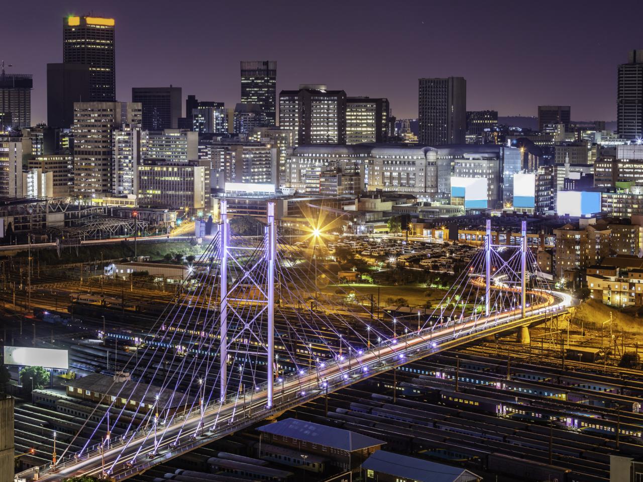 Johannesburg bridge at night