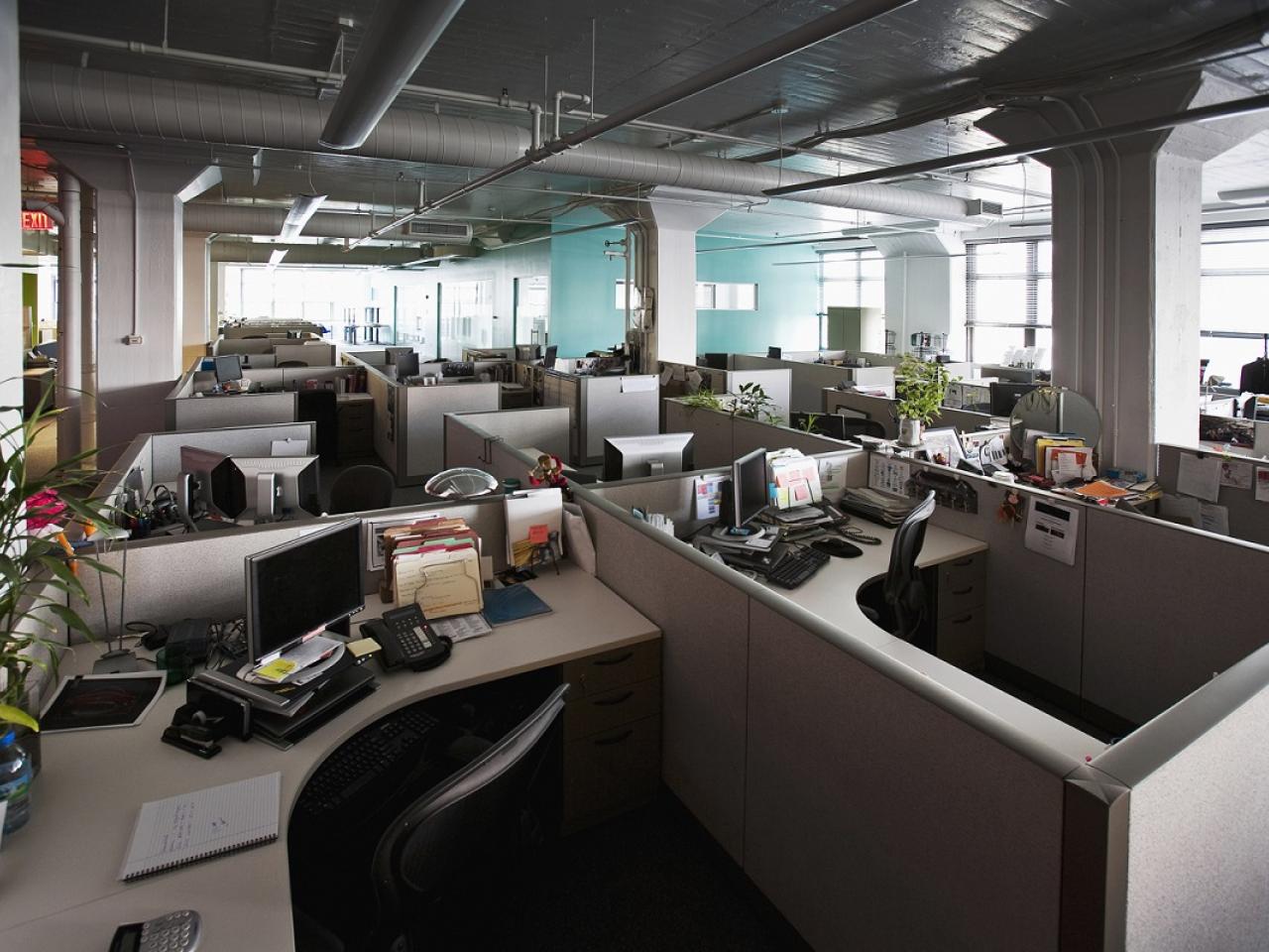 Office space with cubicles