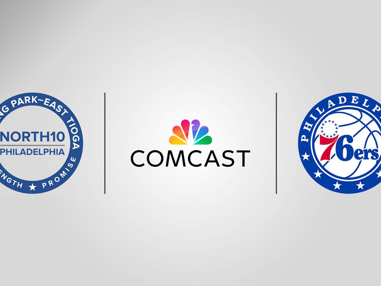 Comcast and Philadelphia 76ers logos