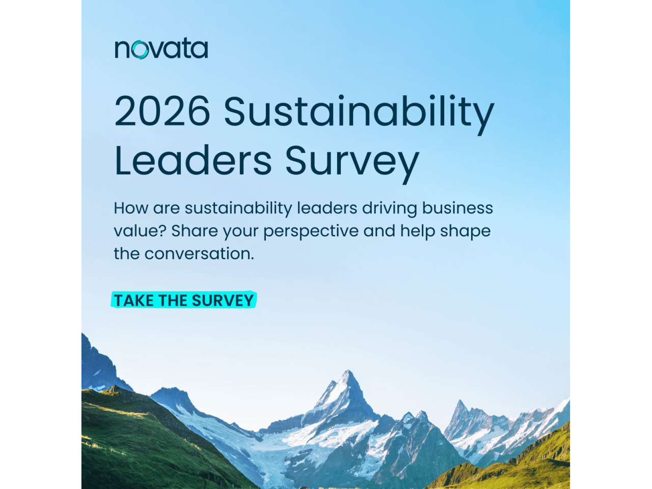 Image of mountains with Novata logo overlaid