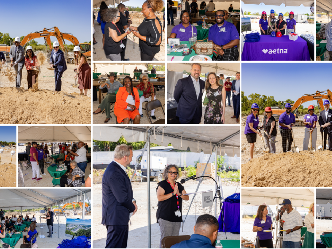 Collage of photos of the Tabor Village groundbreaking ceremony