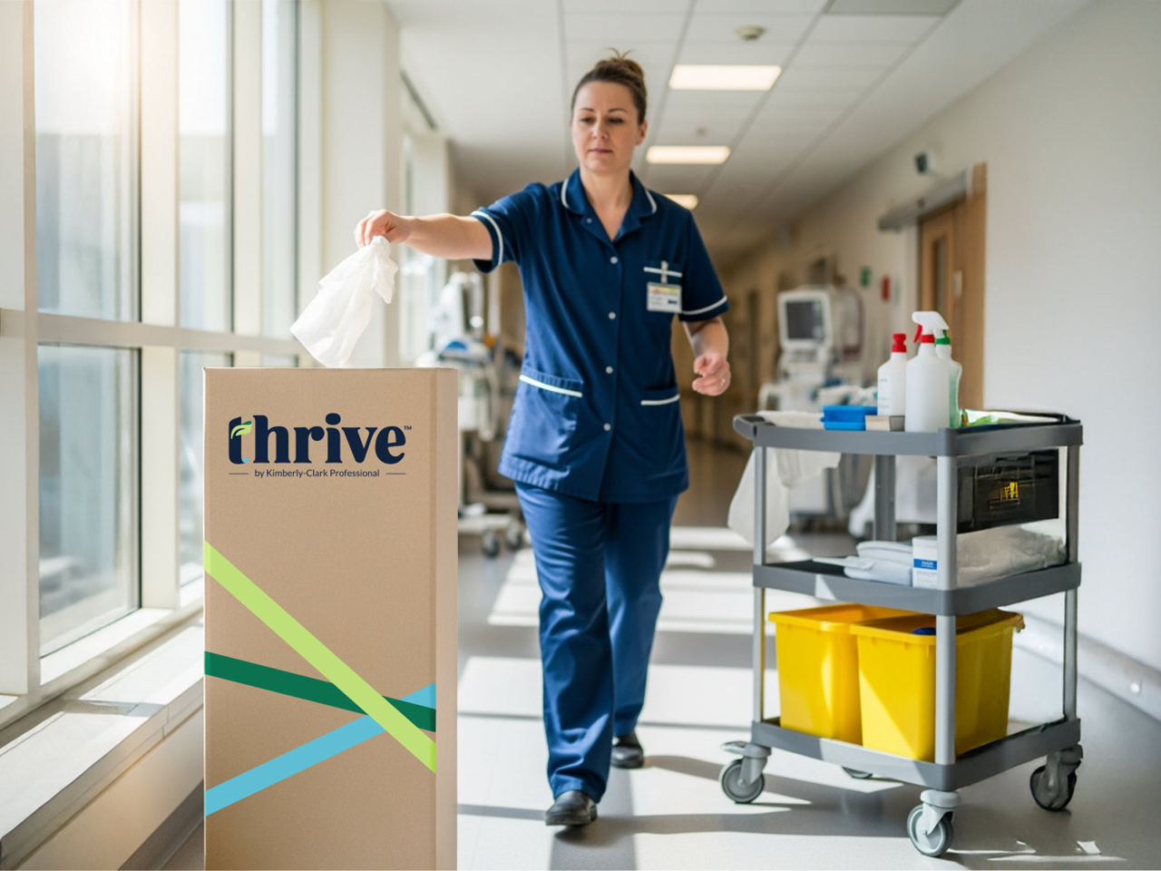 Cleaning professional taking something out of a thrive box
