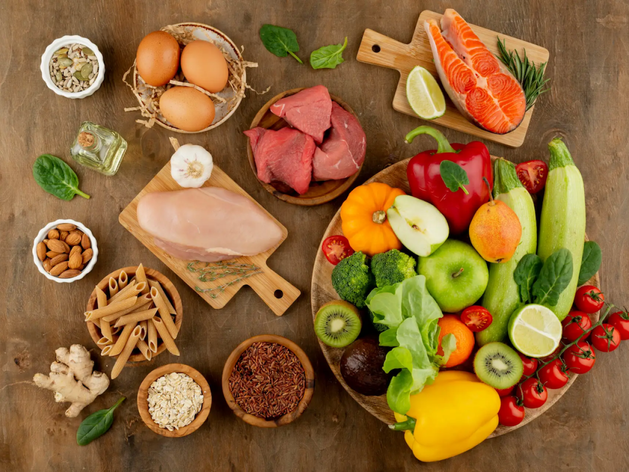 Grouping of delicious foods.