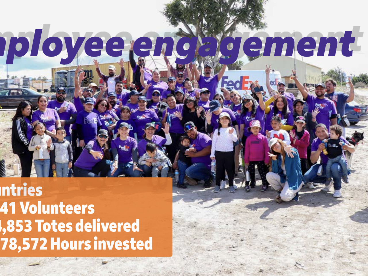 Group photo with the words "Employee Engagement"