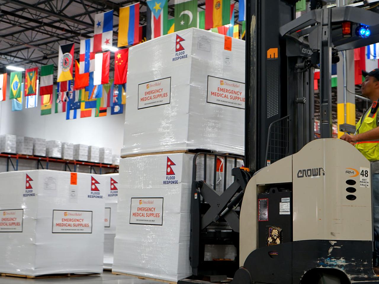 Medical aid departs for Nepal on September 2, 2026, to support health services following the country's devastating flash floods. (Tori Gordon/Direct Relief)