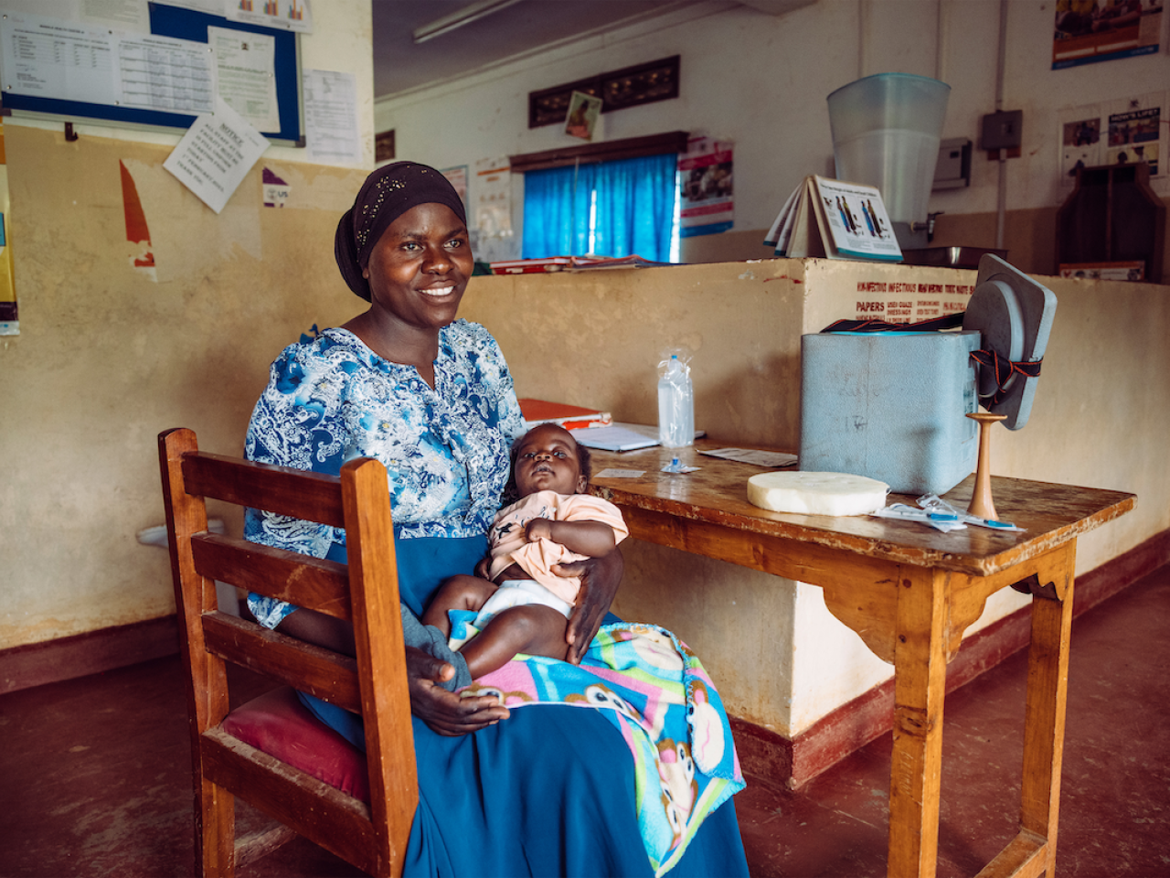 Mother and child at a health clinic.