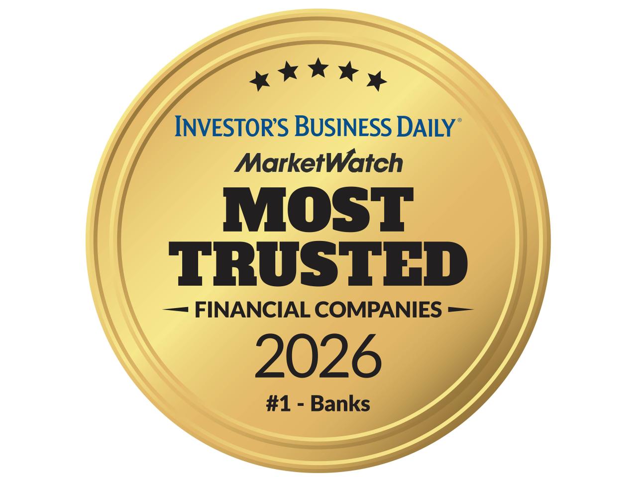 Most Trusted Bank 2026 award logo
