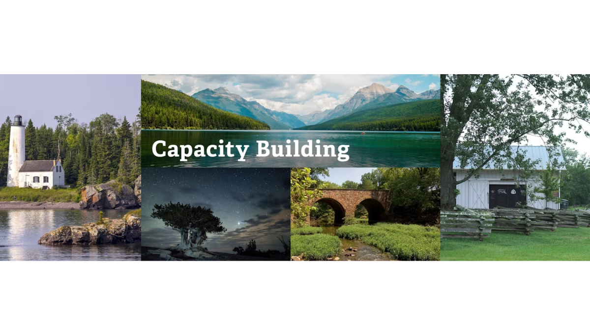 collage of photos of landscapes with the words "capacity building"