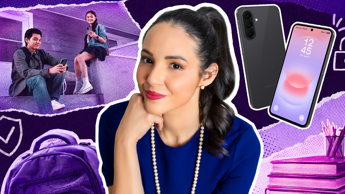 Collage of photos of students and phones