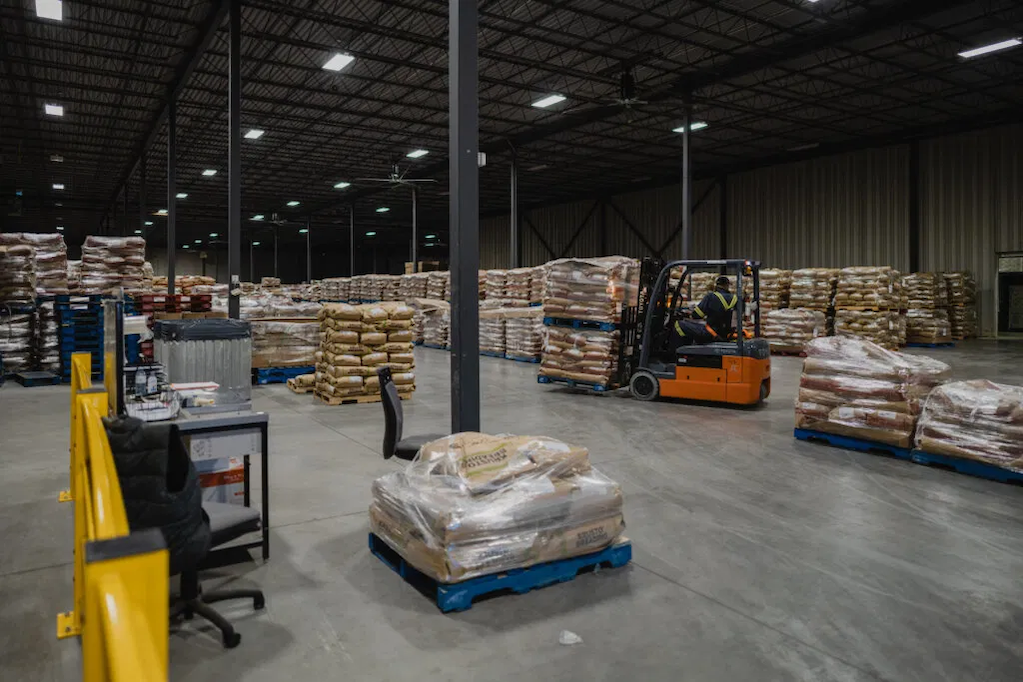Photo showing inside of distribution center.
