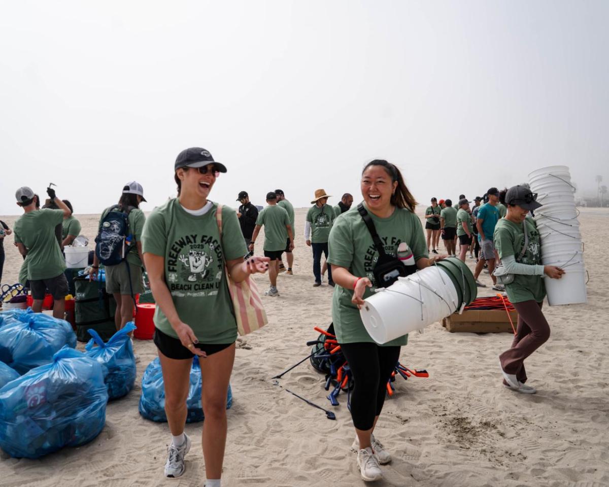 Volunteers cleaned up Granada Beach in Long Beach, CA.