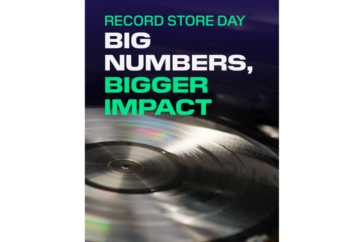 DP World Graphic with text display that reads "Record Store Day, Big Numbers. Bigger Impact"