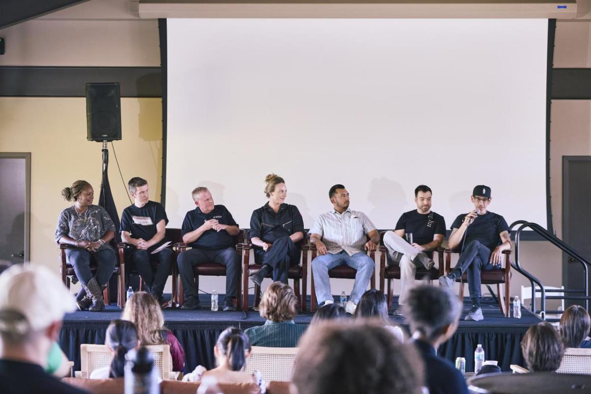 Students heard from a panel of industry professionals during a a career development event at the Mountain Winery in Saratoga, CA.